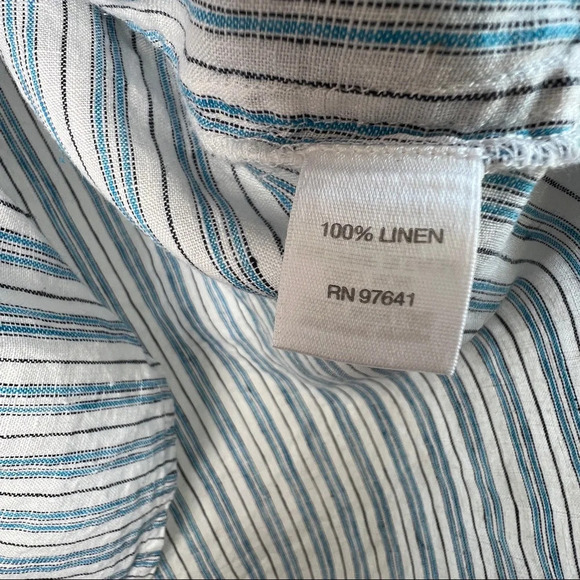 J. Jill Love Linen Womens Popover Tunic Top White Blue Striped Collar XS - Picture 7 of 8